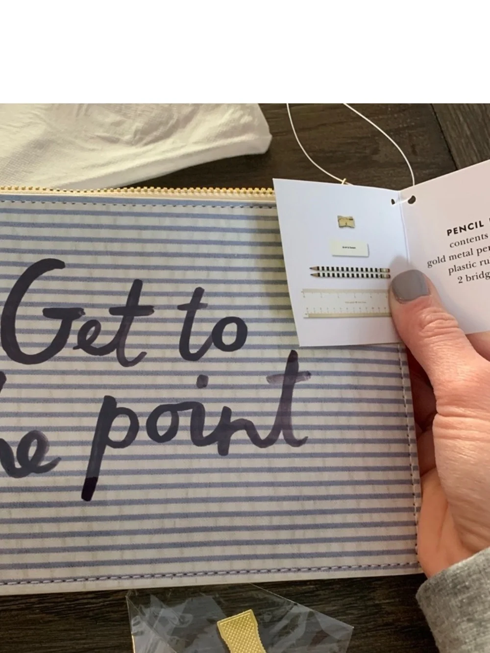 NWT Kate Spade ‘Get to the Point' Blue Striped Pencil Pouch